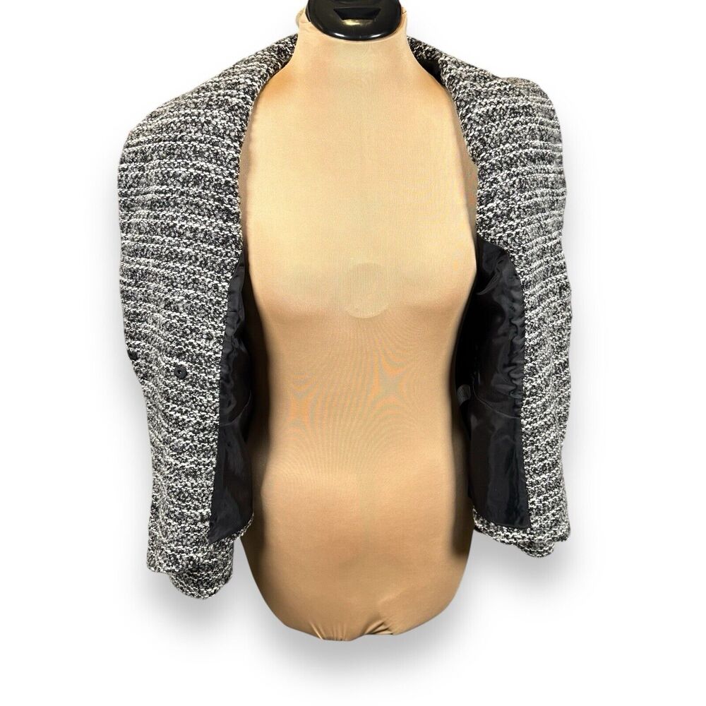 Pendleton Boucle Blazer Jacket Womens Size 8P Wool Blend Black White Gray Petite - Picture 7 of 11